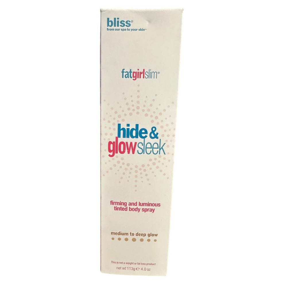 NEW Bliss Fat‎ girl slim Hide Glow Sleek Firming Tinted Tan Spray Medium Deep